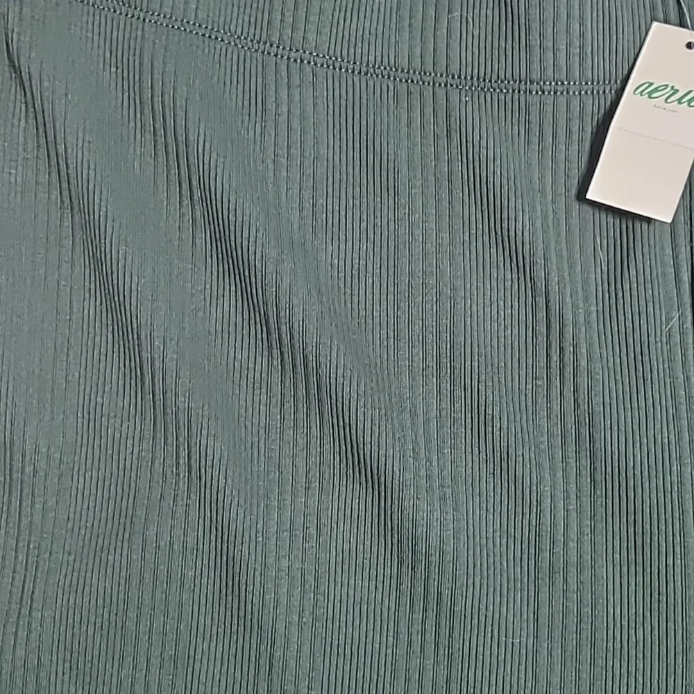 NWT Aerie Green Ribbed Flare Pants Size XL - Picture 3 of 5